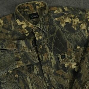 VTG‎ Codet Button Up Heavy Flannel Shirt Mens L Camo Long Sleeve Hunting Pocket